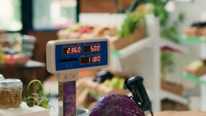 electronic weighing scale in a fresh produce market